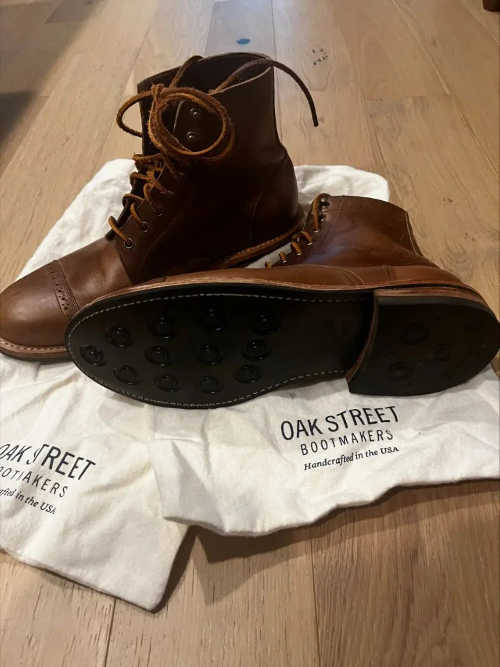 Oakstreet Bootmakers Cap-Toe Trench Boot Natural Chromexcel Size 11.5 (12)